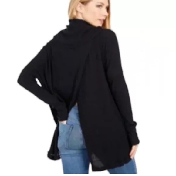 Free People, Sweaters - Free People Black Juicy Long Sleeve Sweater